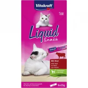 Snack Líquido con Ternera e Inulina para Gato Vitakraft 6x15 G.