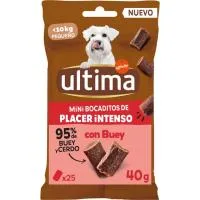 Snack Mini Bocaditos de Buey para Perro Ultima, Paquete 40 G