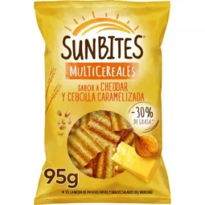 Snack Multicereal Sabor Queso Chedar y Cebolla Caramelizada Sunbites 95 G.