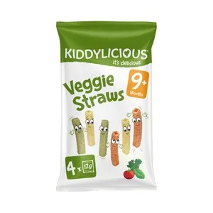 Kiddylicious Snacks de Patata, Arroz y Guisantes Ecológicos, a Partir de 9 Meses 4 X 120 G. 480 G