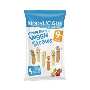 Kiddylicious Snacks de Patata, Arroz y Guisantes Ecológicos Sabor Queso, a Partir de 9 Meses 4 X 120 G. 480 G