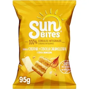 Snacks Ondulados de Multicereales con Sabor a Cheddar y Cebolla Caramelizada Sunbites