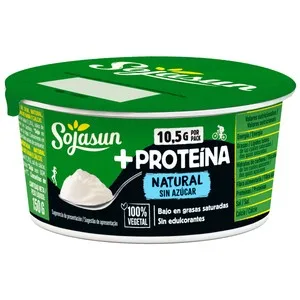 Sojasun + Proteína Especialidad de Soja 100% Vegetal, Natural sin Azúcar, con Alto Contenido en Proteínas 150 G.