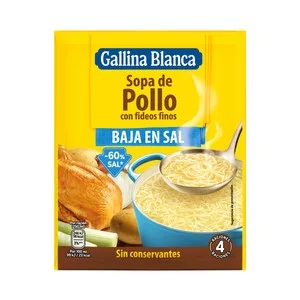 Gallina Blanca Sopa de Pollo con Fideos (bajo Contenido en Sal) sobre de 35 G. 68 G