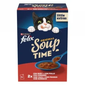 Sopa Líquida Selección Carnes para Gato Soup Time Purina Felix 6x48 G