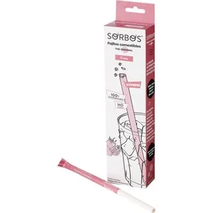 Sorbos Pajitas Comestibles Sabor Fresa para Tónicas y Mixers 16 Unidades THE Original