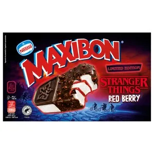 Maxibon Stranger Things Sandwich de Nata con Salsa de Arándanos Rojos y Trocitos de Galleta Roja 4 X 140 Ml. 560 ML
