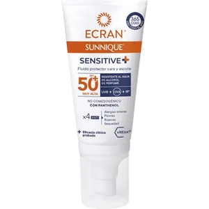 Sunnique Sensitive + Fluido Protector Solar para Cara y Escote Viteox 80 Spf-50+ Resistente al Agua Ecran