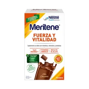 Meritene Suplemento Alimenticio con Vitaminas, Minerales y Proteínas, con Sabor a Chocolate Meritene Fuerza y Vitalidad 15 Uds. 450 G