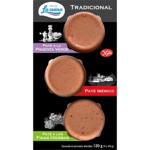 Tabla de Paté Tradicional Pimienta-ibérico-f.hierb 3 X 40 Gr