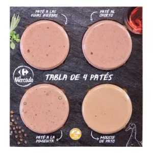Tabla de Patés Carrefour el Mercado sin Gluten Pack de 4 Unidades de 50 G