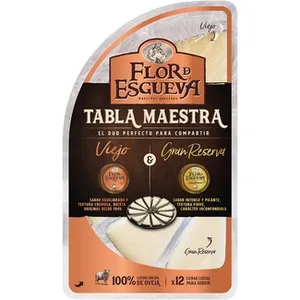 Tabla de Queso con Queso Viejo y Queso Sabor Intenso y Picante 12 Cuñas Listas para Servir Flor de Esgueva