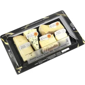 Tabla de Surtido de Quesos Franceses Tomme Des Brebis, Bleu D´auvergne Dop,maroilles Dop, Saint Nectaire Dop, Crottin de Cheure Caja 370 G Fromapac