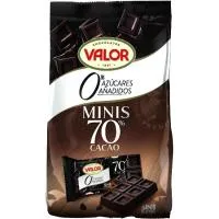 Mini Tabletas de Choco Negro 70% sin Azúcar Valor, Bolsa 144 G