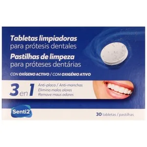 Senti2 Tabletas Limpiadoras de Prótesis Totales o Parciales Senti2 30 Uds.