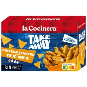 LA Cocinera Take Awake Tiras de Pollo Empanados con Nachos (chicken Tenders) Sabor Tex - Mex 220 G.
