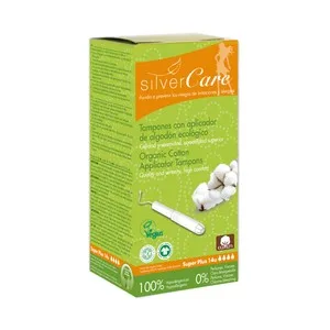 Silvercare Tampón de Algodón Ecológico, Super Plus con Aplicador Silvercare 14 Uds.