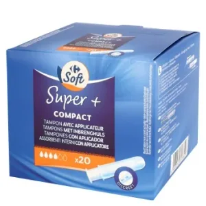 Tampones con Aplicador Compact Super Soft Carrefour 20 Ud.