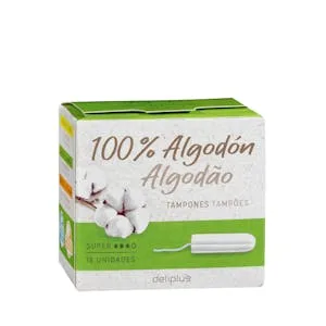 Tampones Super Deliplus 100% Algodón 18 UD