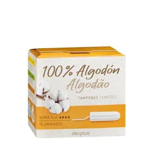 Tampones Super Plus Deliplus 100% Algodón 15 UD