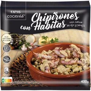 Tapa de Chipirones con Habitas y Salsa 400 Gr