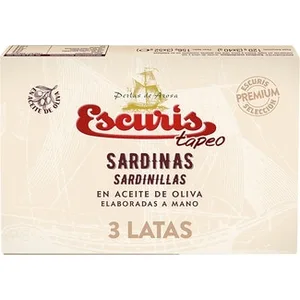 Tapeo Sardinillas en Aceite de Oliva Elaboradas a Mano Pack 3 Escuris