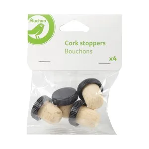 Tapones de Corcho para Botellas Producto Alcampo Pack de 4 Unidades.