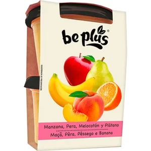 Tarrinas de Manzana, Pera, Melocotón y Plátano sin Gluten desde 4 Meses Pack 2 BE Plus