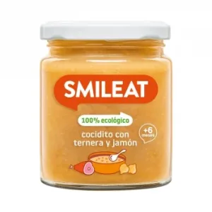 Tarrito Cocidito con Ternera y Jamón desde 6 Meses Ecológico Smileat sin Gluten 230 G.