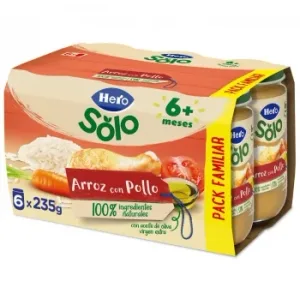 Tarrito de Arroz con Pollo desde 6 Meses Hero Solo sin Gluten Pack de 6 Unidades de 235 G.