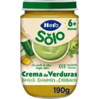 Tarrito de Brocolí, Guisantes y Calabacín Hero, Tarro 190 G