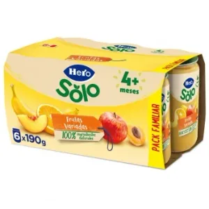 Tarrito de Frutas Variadas desde 4 Meses Hero Baby sin Gluten Pack de 6 Unidades de 190 G.