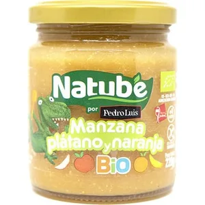 Tarrito de Manzana, Plátano y Naranja Ecológico sin Gluten desde 4 Meses Natube BIO