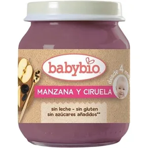 Tarrito de Manzana y Ciruela Ecológico sin Leche sin Gluten desde 4 Meses Babybio