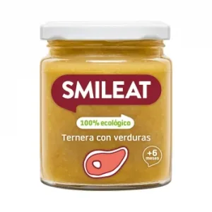 Tarrito de Ternera con Verduras desde 6 Meses Ecológico Smileat sin Gluten 230 G.