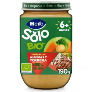 Tarrito de Verduras con Alubias y Ternera desde 6 Meses Ecológico Hero Solo sin Gluten 190 G.