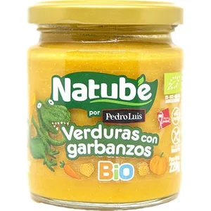 Tarrito de Verduras con Garbanzos Ecológico sin Gluten desde 6 Meses  Natube BIO 220 G