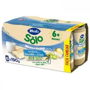Tarrito de Verduras con Pescadilla a la Crema desde 8 Meses Hero Solo sin Gluten Pack de 6 Unidades de 190 G.
