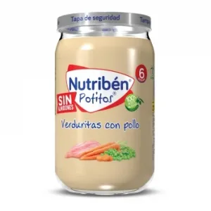 Tarrito de Verduras con Pollo desde 6 Meses Nutribén Potitos sin Gluten 235 G.