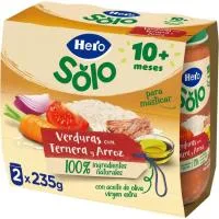 Tarrito de Verduras, Ternera y Arroz Hero, Pack 2x235 G