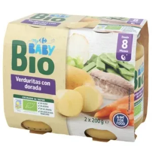 Tarrito de Verduritas con Dorada desde 8 Meses Ecológico My Carrefour Baby Bio sin Gluten Pack de 2 Unidades de 200 G.
