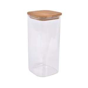 Tarro Borosilicato con Tapa de Bambú Taberseo 2 L - Transparente