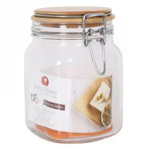 Tarro Hermético Vidrio con Tapa de Bambú Quttin Primizie 1000 Cc