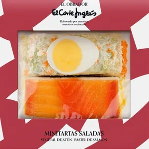 Mini Tartas Saladas 2 Unidades Vegetal con Atún y Pastel de Salmón el Obrador el Corte Ingles
