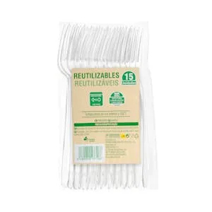 Tenedores de Plástico Bosque Verde Reutilizables 15 UD