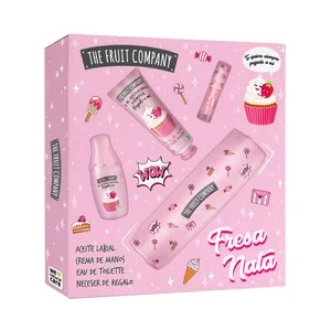 THE Fruit Company Neceser para Mujer con Colonia, Aceite Labial y Crema de Manos, con Aroma a Fresa y Nata.