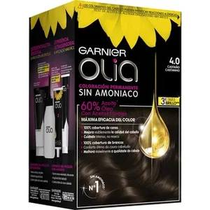 Tinte Castaño Nº 4.0 Coloración Permanente con Aceites Florales Naturales sin Amoniaco Garnier Olia