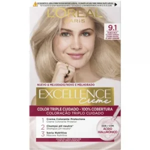 Tinte Creme Nº 9.1 Rubio Claro Claro Ceniza L'oréal Excellence 1 Ud.