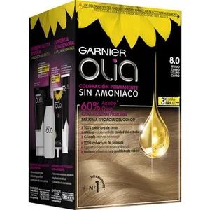 Tinte Rubio Claro Nº 8.0 Coloración Permanente con Aceites Florales Naturales sin Amoniaco Garnier Olia
