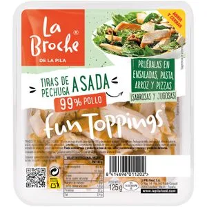 Tiras de Pollo Asado 99% Pollo 125 Gr